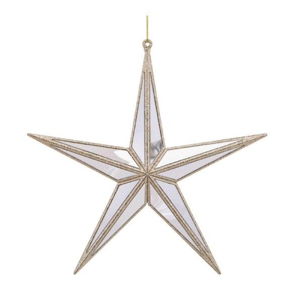 Champagne 5 Point Mirror Star Hanging 28cm