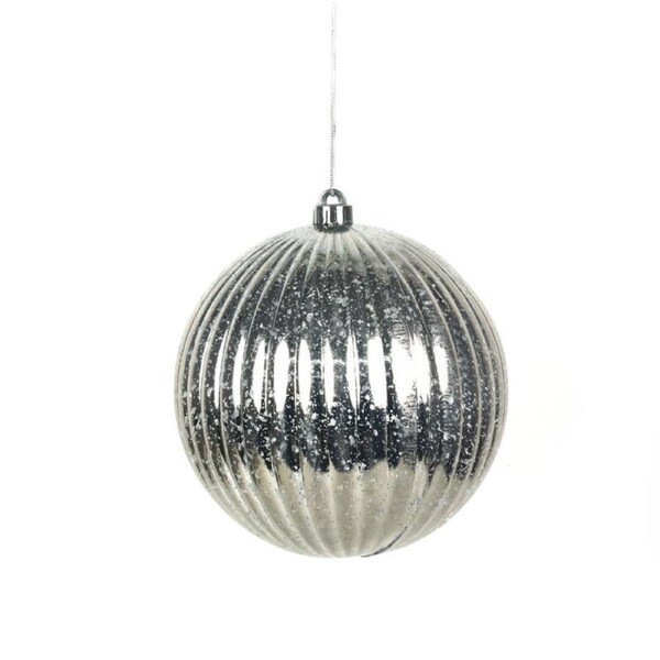 Silver Ribbed Bauble 20cm