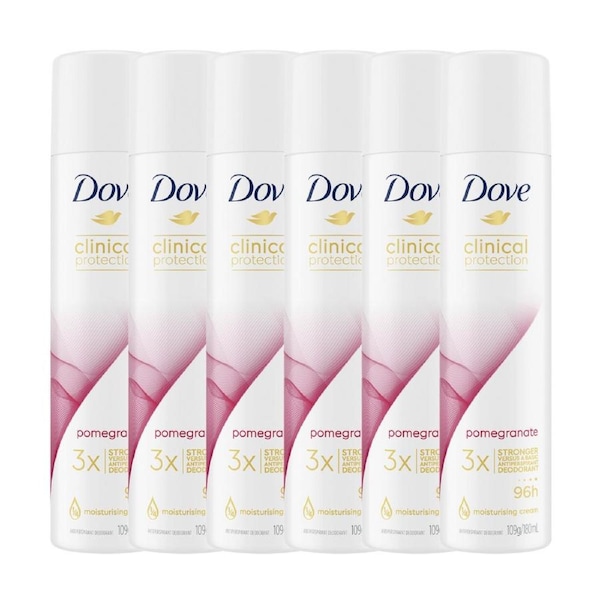 6 x Dove Clinical Protection Deodorant Spray 180mL - Pomegranate