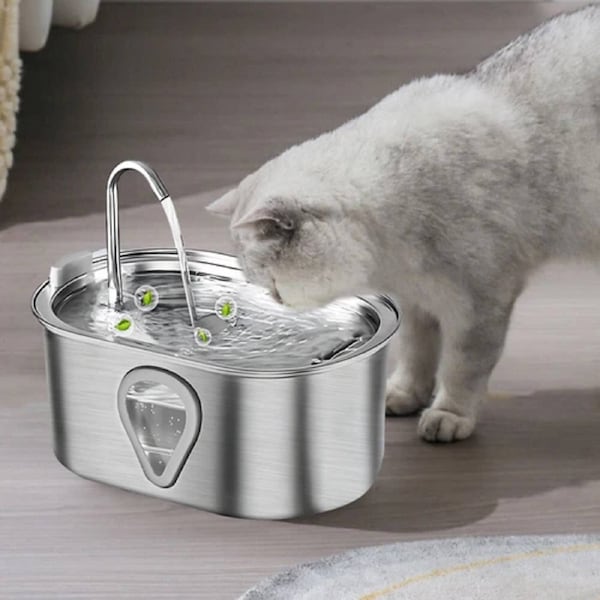 304 Stainless Steel Water Fountain Pet Dog Cat Drinking Dispenser Filter Feeder