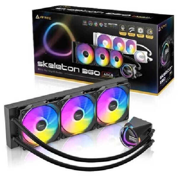 Antec Skeleton 360 ARGB, All-in-One Liquid Cooler, 360mm, PWM ARGB fans, 2000RPM, 72.29CFM, =32dB, Intel/AMD support, aluminum radiator, 3Y warranty