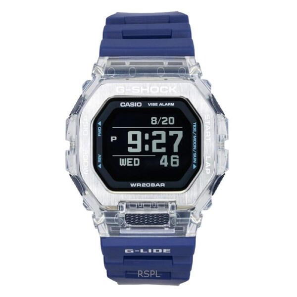 Casio G-Shock G-Lide GBX-100S-2 Unisex Watch Quartz Digital Bluetooth Smartphone Link World Time Moon Data Blue Resin Strap 200M