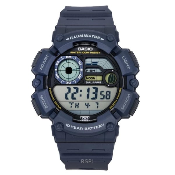 Casio Illuminator Quartz WS-1500H-2AV Mens Watch Digital Dual Time Moon Phase Alarm Fishing Gear Backlight 100M