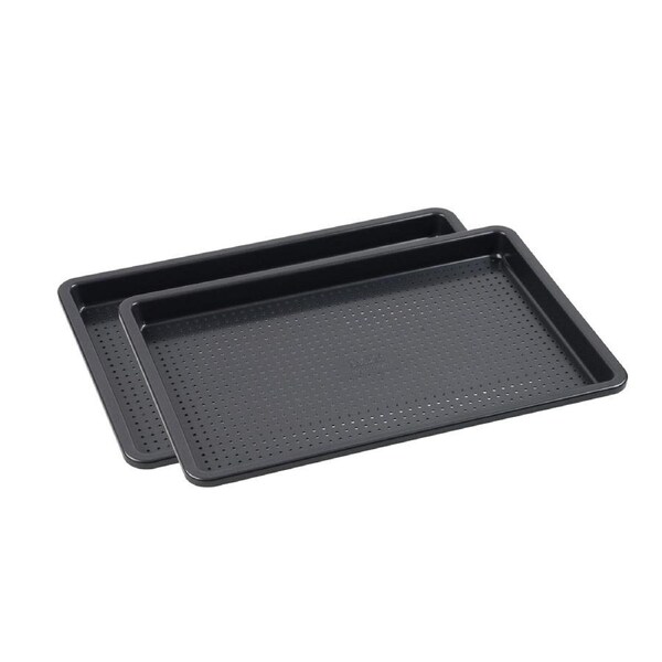 2x Bakers Secret Crisping Tray Perforated Non Stick Oven 37.8x25.4cm