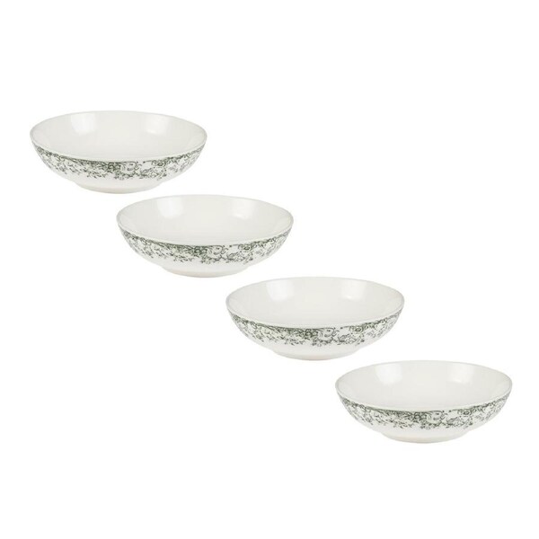 4x Casa Domani Coupe Bowl Antique Green Porcelain Microwave Safe 20x5.5cm