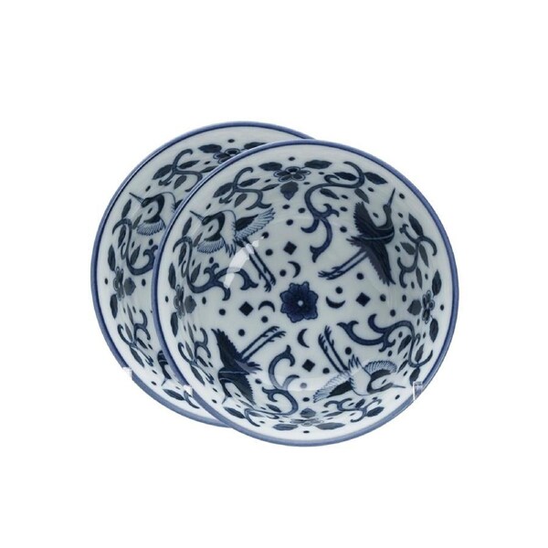 2x Tokyo Design Rice Bowl Maizuru Blue Porcelain Microwave Safe For 12x6.5cm