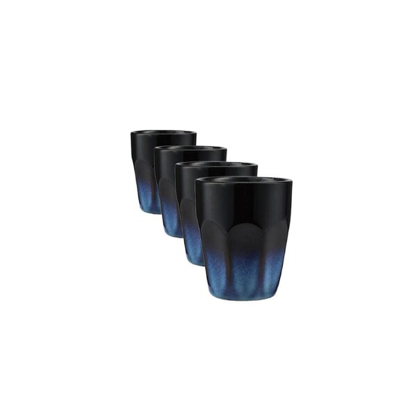 4x Maxwell And Williams Latte Cup Porcelain Caviar Midnight Deep Blue 250ml