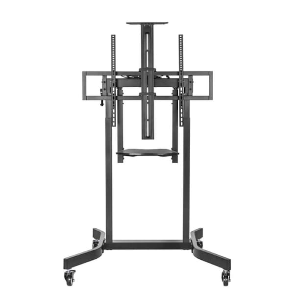 Brateck Deluxe Motorized Large TV Cart with Tilt, Equipment Shelf and Camera Mount Fit 55'-100' Up to 120kg- Matte Black