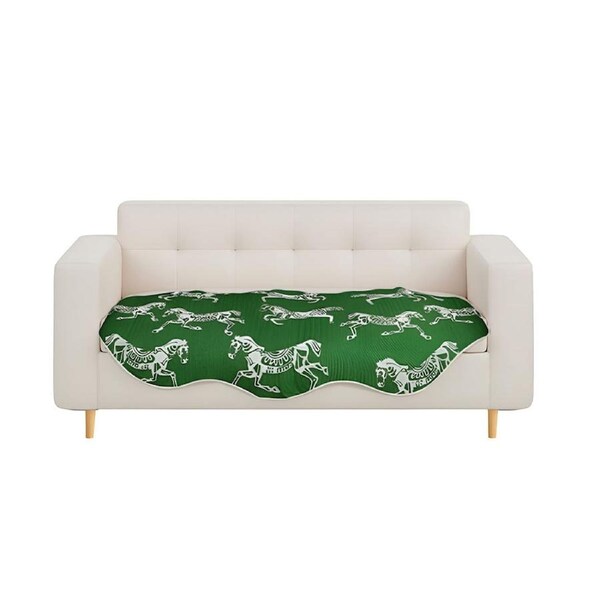 SOGA Three-Seater Green Horse Print 90x210cm Throw Blanket Sofa Cover