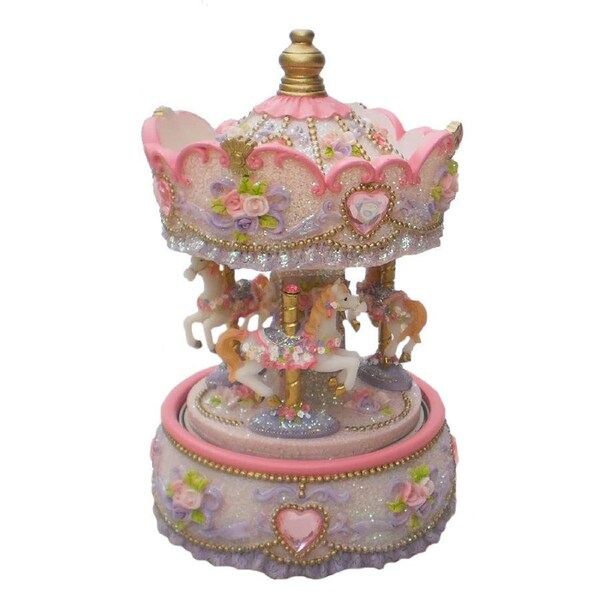 Musical Carousel With 3 Horses & Canopy 16.5cm