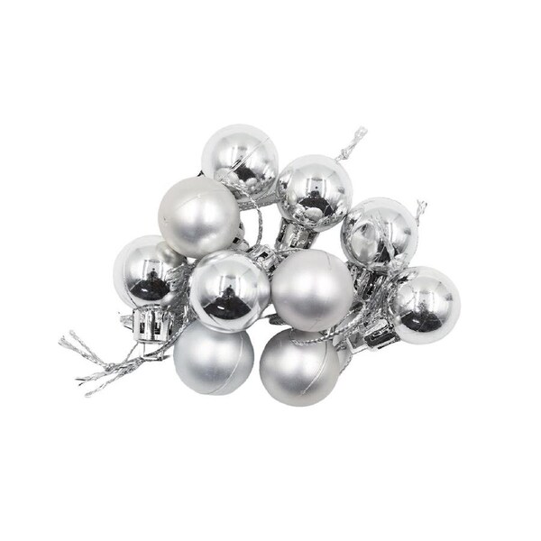 Silver 20mm Christmas Baubles Gloss Matt 30 Pack