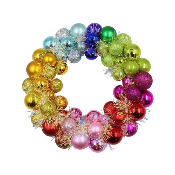33cm Multicoloured Bauble Wreath
