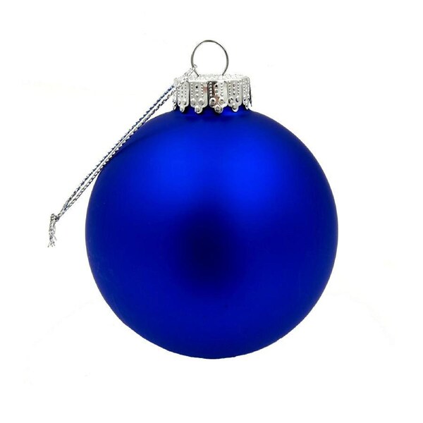 Glass Christmas Bauble single Cobalt Blue Matt 80mm