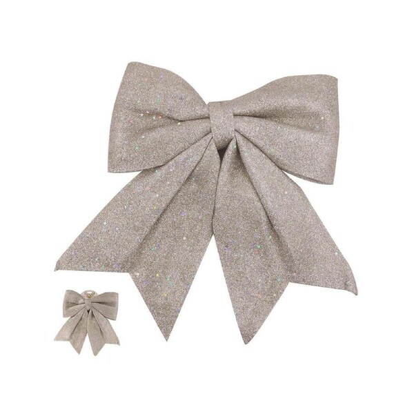 Champagne Glitter Christmas Tree Bow 35cm