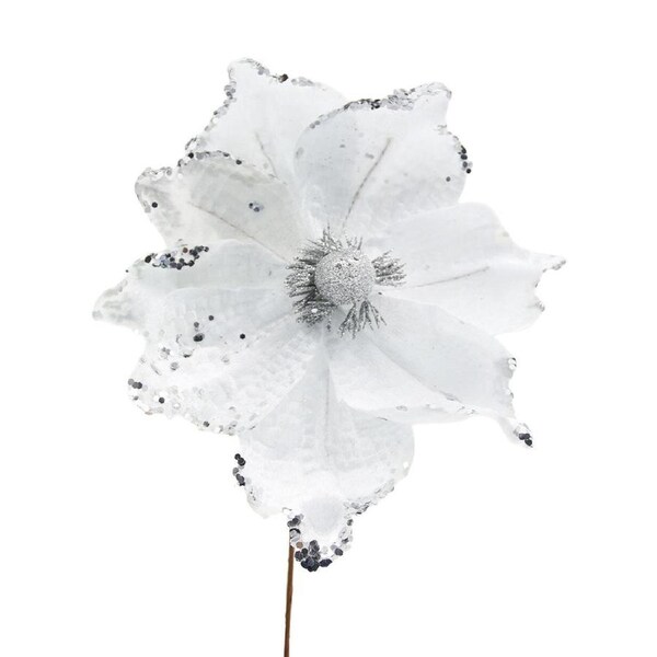 White Flower Christmas Pick
