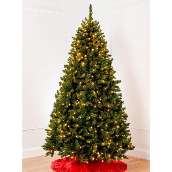 BAVARIAN Green Fir 10ft Pre Lit Christmas Tree Warm White LED