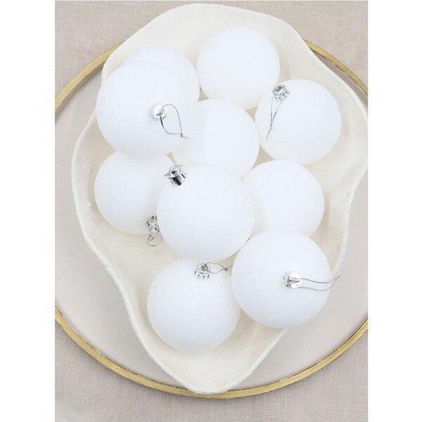White Christmas Baubles 70mm Matt 6 Pack