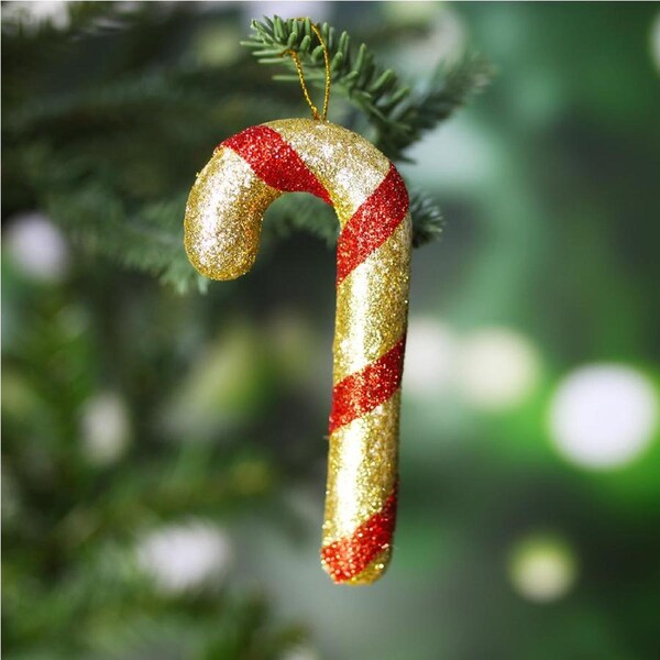 Christmas Ornaments Candy Cane Red and Gold 10 Pack