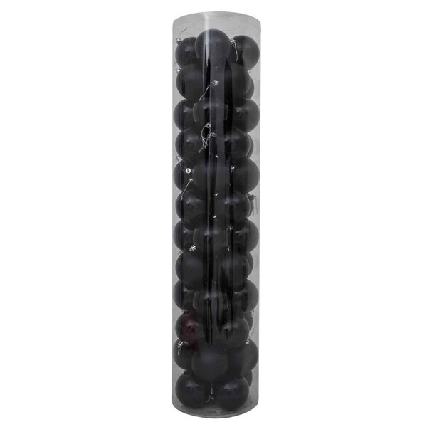 Black Christmas Baubles 70mm Gloss Pearl Matt 48 Pack