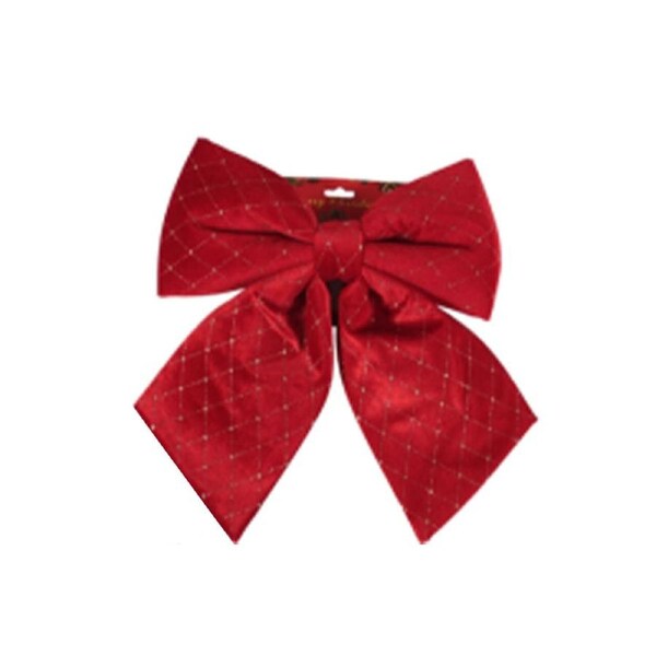 RED Velour Christmas Tree Bow 40cm