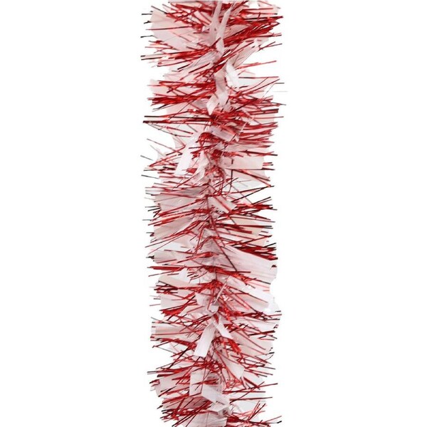 50m RED & WHITE Christmas Tinsel 100mm wide