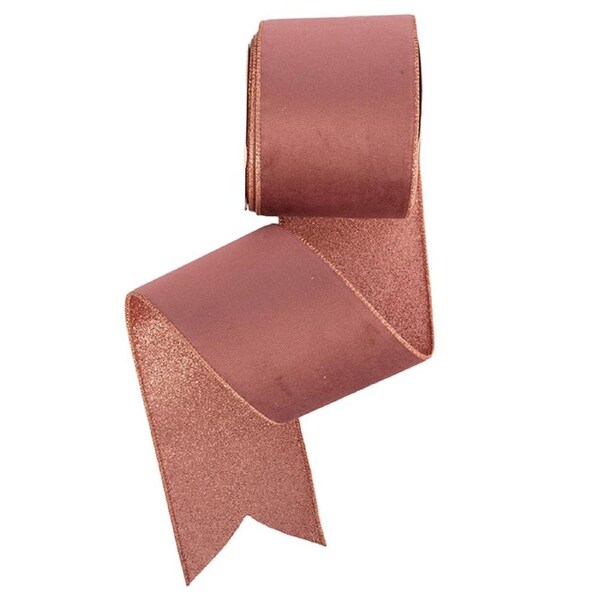Pink Velour Christmas Tree Ribbon with Glitter 10m x 10cm