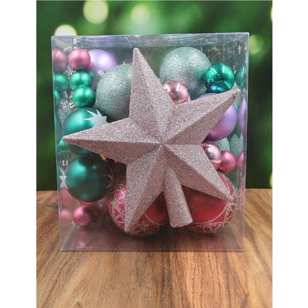 Hot Pink Rose Gold Teal 38 Ornamrnt Pack