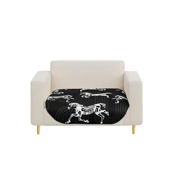 SOGA One-Seater Black Horse Print 90x90cm Throw Blanket Sofa Cover