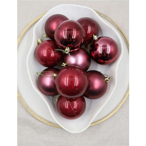 Currant Red Christmas Baubles 80mm Gloss Pearl Matt 48 Pack