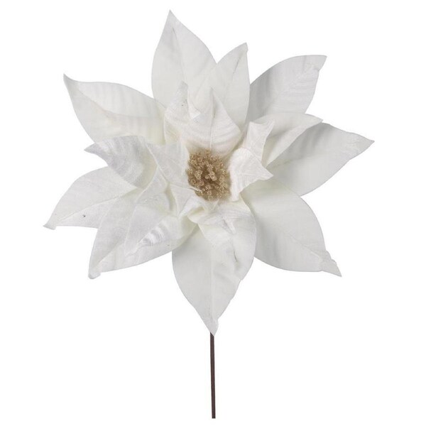 White Velour Poinsettia Pick 45cm Wide