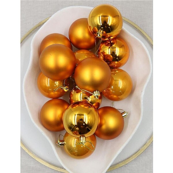 Orange Christmas Baubles 60mm 48 Pack Gloss Pearl Matt