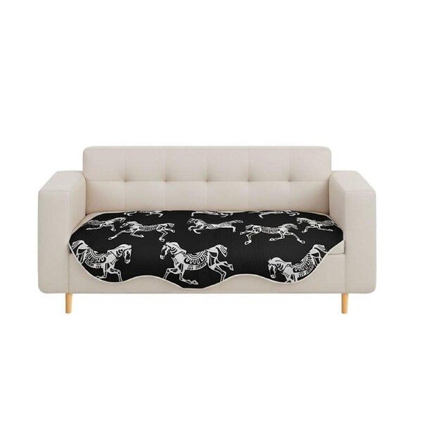 SOGA Three-Seater Black Horse Print 90x210cm Throw Blanket Sofa Cover