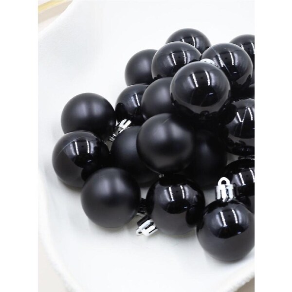 Black 40mm Christmas Baubles Pearl Matt 24 Pack