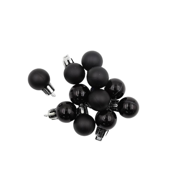 Black 20mm Christmas Baubles Pearl Matt 30 Pack