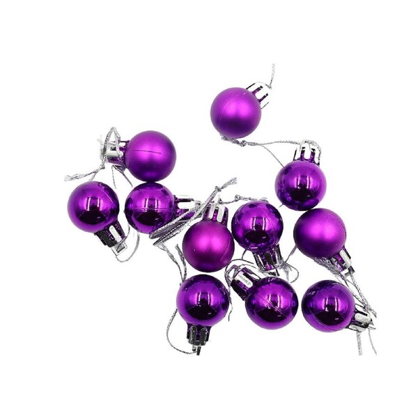 Purple 20mm Christmas Baubles Pearl Matt 30 Pack