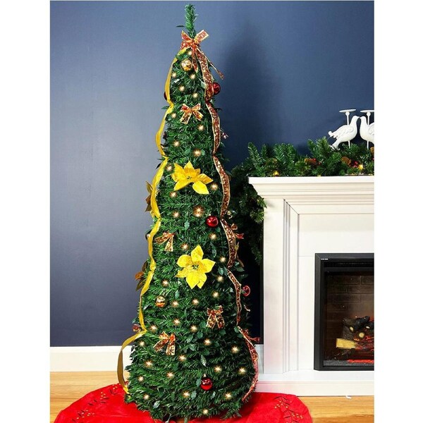 Pre Lit Popup Christmas Tree 6ft/180cm Pre-decorated