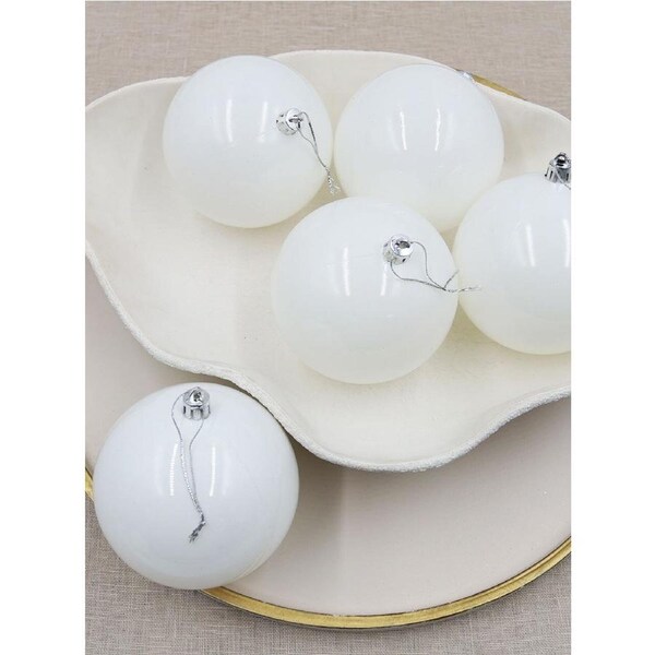 100mm Christmas Baubles WHITE 24 Balls Gloss