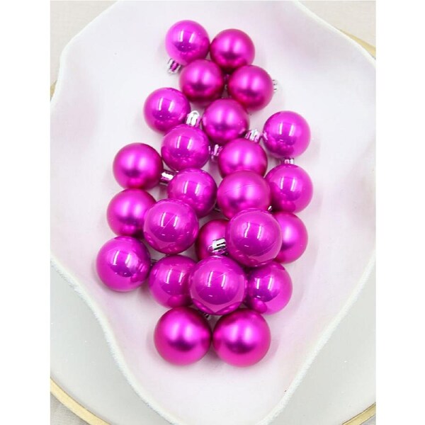 HOT PINK 40mm Christmas Baubles Pearl Matt 24 pack