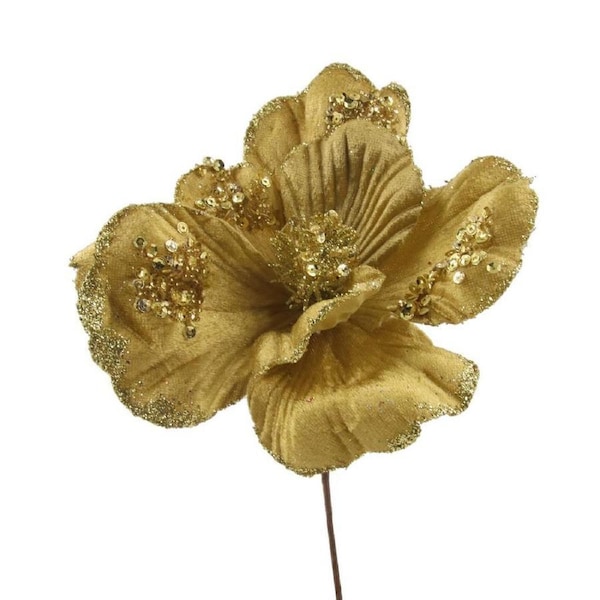 GOLD Magnolia Flower Pick 27cm x 16cm
