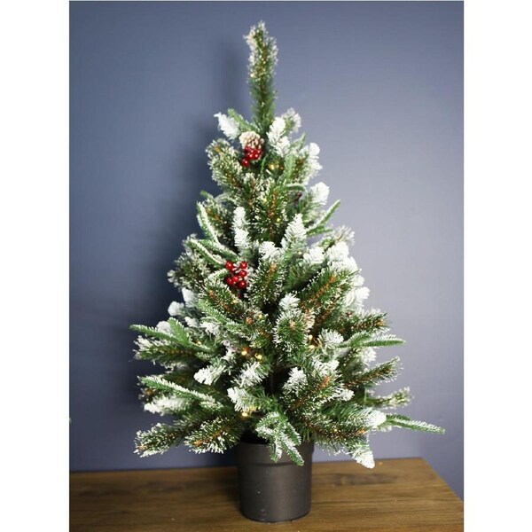 Snowy Mountains Potted Pine 3f t/90cm Pre-Lit Christmas Tree