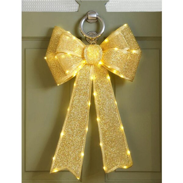 GOLD LED Battery Operated LED Lit Bow