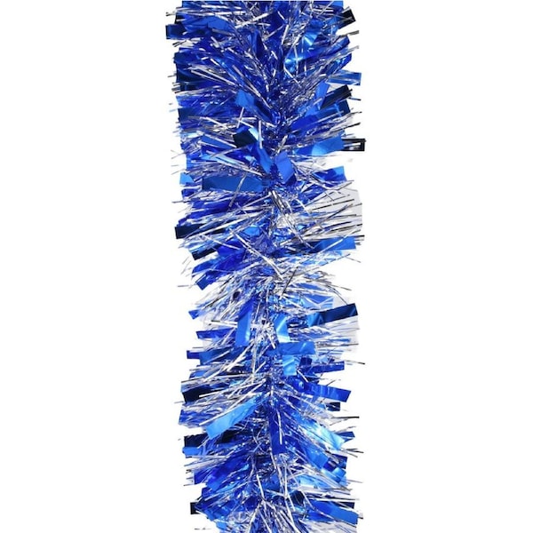 2.5m SILVER BLUE Christmas Tinsel 100mm wide