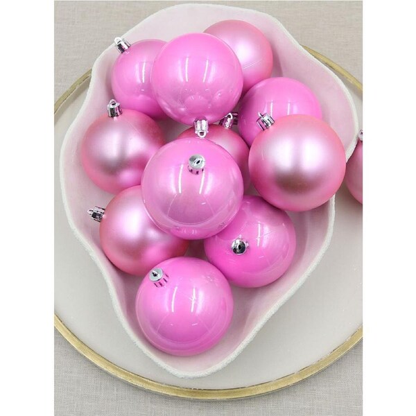 Baby Pink Christmas Baubles 70mm Pearl Matt 24 Pack