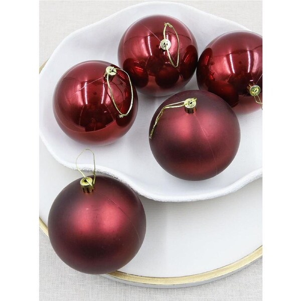 Wine Red 100mm Christmas Baubles 24 Balls