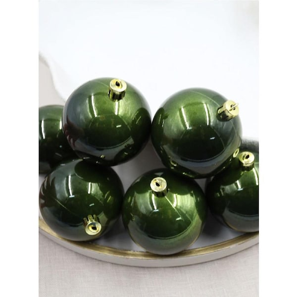 Khaki Christmas Baubles 70mm Pearl Packs