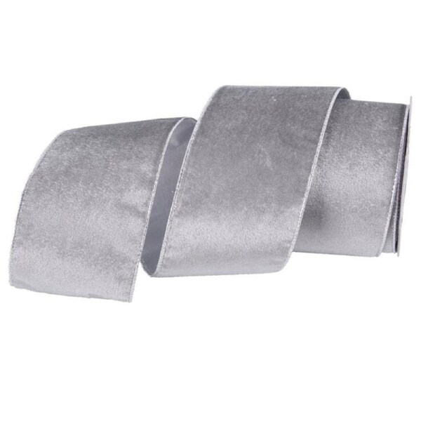SILVER Velour Double Layer Ribbon 10cm Wide