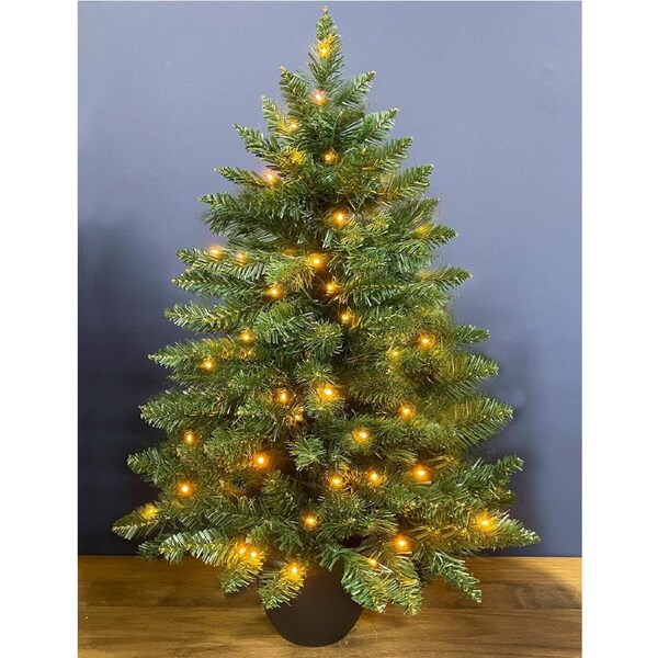 Bavarian Fir Green 3ft Pre Lit Christmas Tree Warm White LED