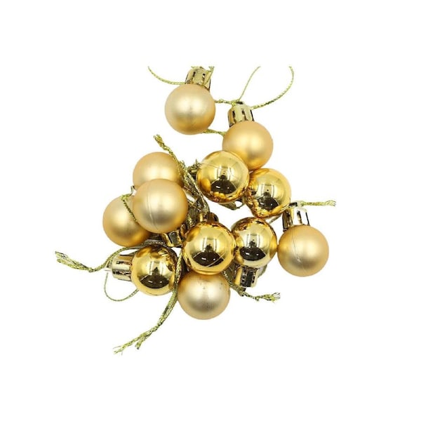 GOLD 20mm Christmas Baubles Gloss Matt 30 Pack