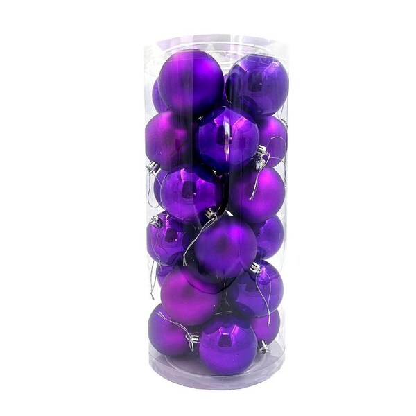 Purple Christmas Baubles 70mm Pearl Matt 48 Pack