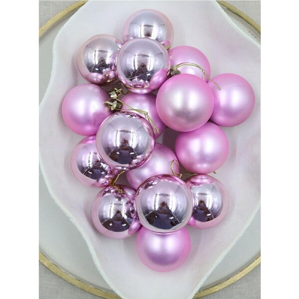Baby Pink Christmas Baubles 60mm Gloss Matt 16 Pack